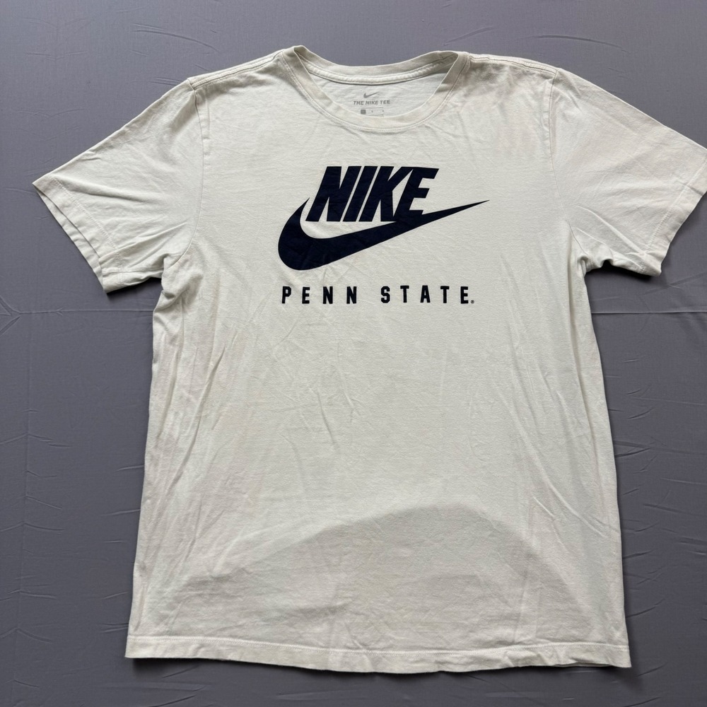 Nike Penn State Nittany Lions Graphic T-Shirt Mens Large White Navy Blue Tee‎